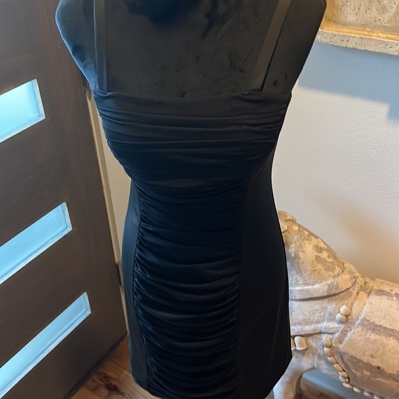 BCBG MAX AZRIA black satin bodycon dress straps Sz 6 - Picture 2 of 9